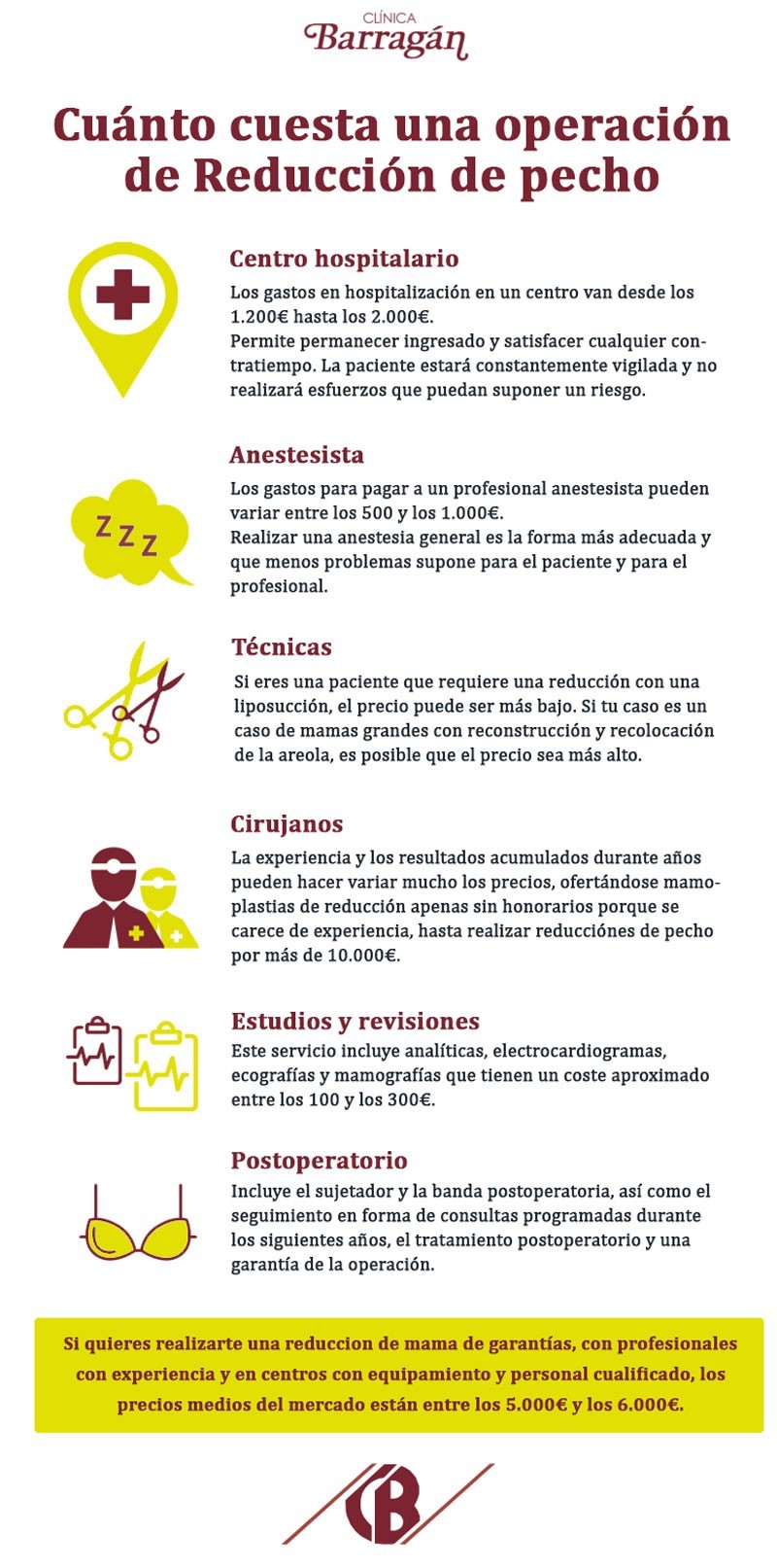 Infografía sobre el precio de la reducción de pecho